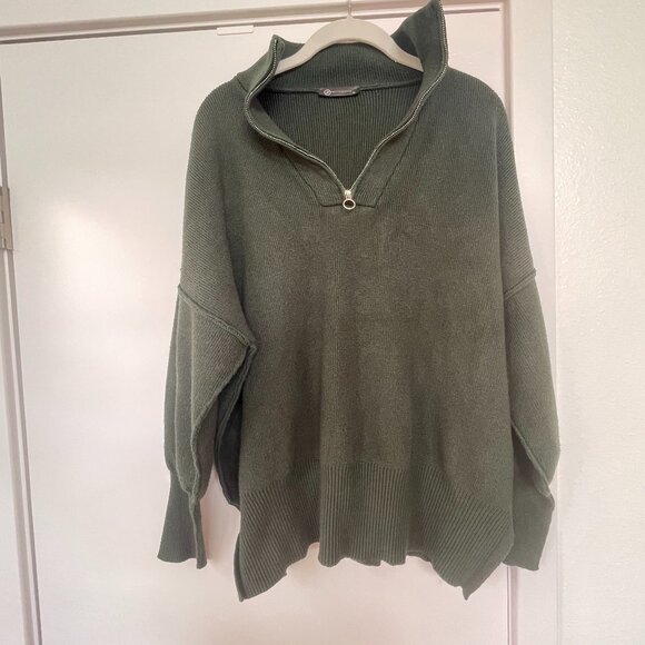Prettygarden Quarter-Zip, Charcol Gray Sweater, Relaxed Fit, Size Medium - Picture 1 of 6